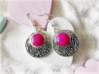 Ohrringe mit pinkfarbener Jade - 12 mm
