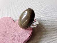 Versilberter Ring mit natuerlichem Chrysantheme Stein
